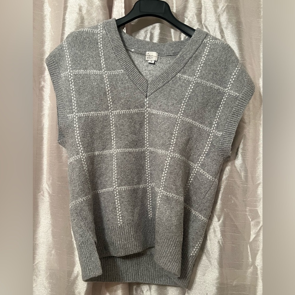 Knit Plaid Sweater Vest and Skirt Set